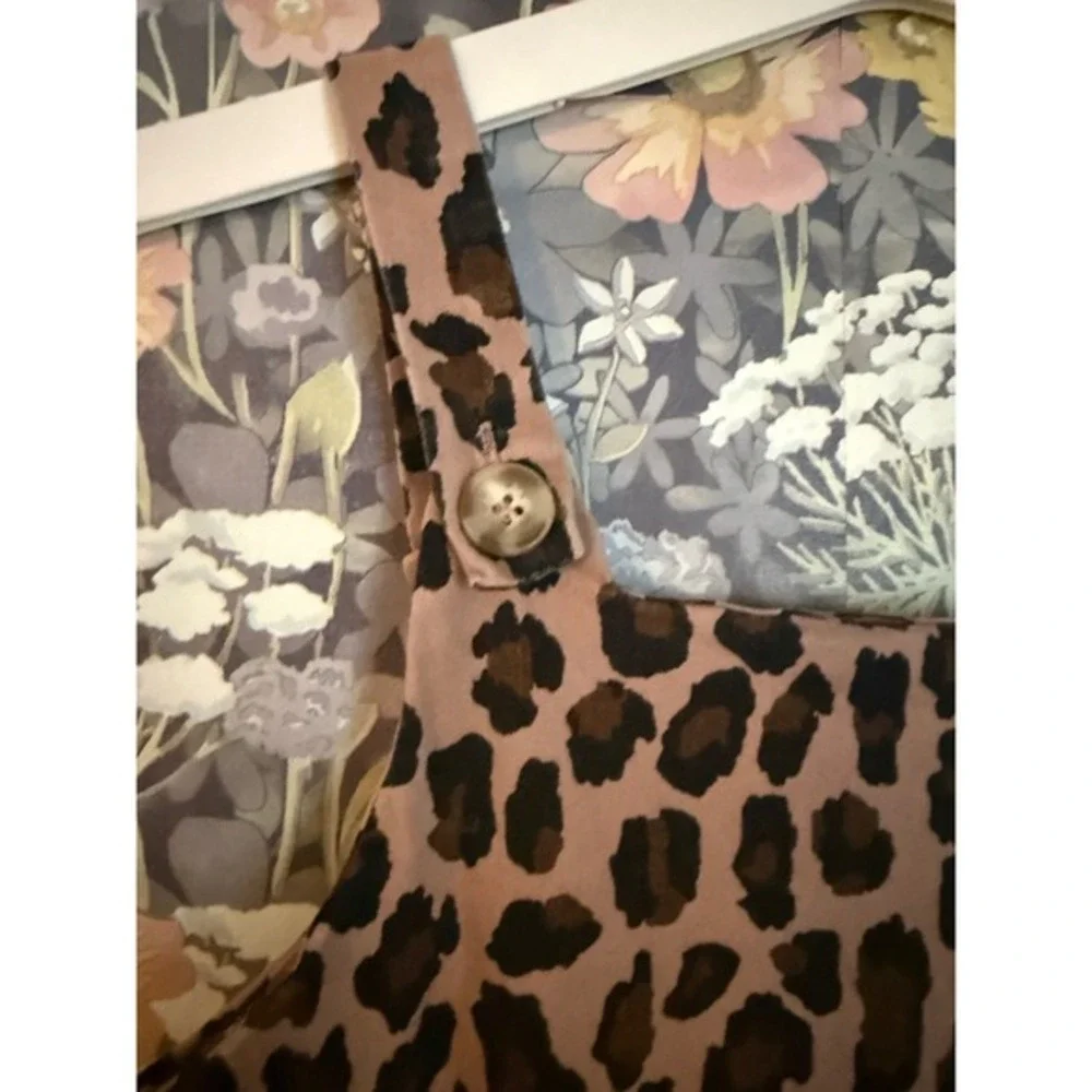 GB‎ Girls Leopard Print Pinafore Dress Kids XL Square Neck Button Front